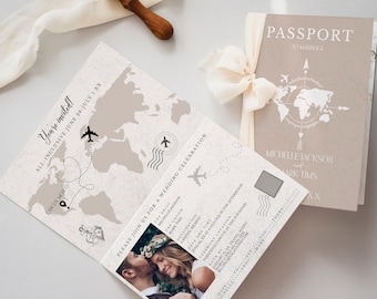 Printable Passport Wedding Invitation Template | Destination Wedding Invite | Printable Passport Invitation Set | Boarding Pass | CM123 PP