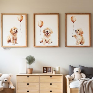 Golden Retriever Baby Boy Nursery, Golden retriever wall art nursery, baby boy nursery prints boy golden retriever,golden Retriever baby boy