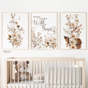 Wilde bloemen babymeisje kinderkamer, boho botanische prints, decor meisje kinderkamer, wilde bloemenkwekerij, bloemenkwekerij, blush roze, wilde bloemen