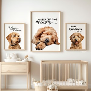Arte de pared para guardería Goldendoodle, decoración de guardería Goldendoodle, arte de perro lindo para habitación de bebé, decoración de guardería imprimible, arte de pared de cachorro, impresiones para