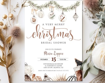 Winter Bridal Shower Invitation | Christmas Shower Invite | Holiday Bridal Shower | Christmas Themed Bridal Shower Invitations OS