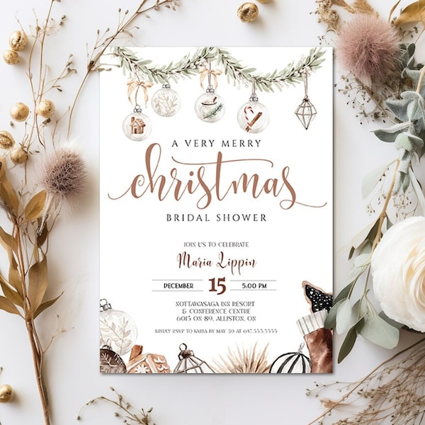 Winter Bridal Shower Invitation | Christmas Shower Invite | Holiday Bridal Shower | Christmas Themed Bridal Shower Invitations OS