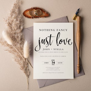 Just Love Invite, Nothing Fancy Just Love digital invitation, Wedding invitations for reception only, Elopement Invitation Digital MN