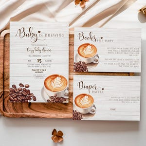 Coffee Bean Baby Shower Invitation, Editable A Baby Is Brewing Invite, Coffee Theme Gender Neutral Bundle, A Baby Is Brewing Coffee Bean