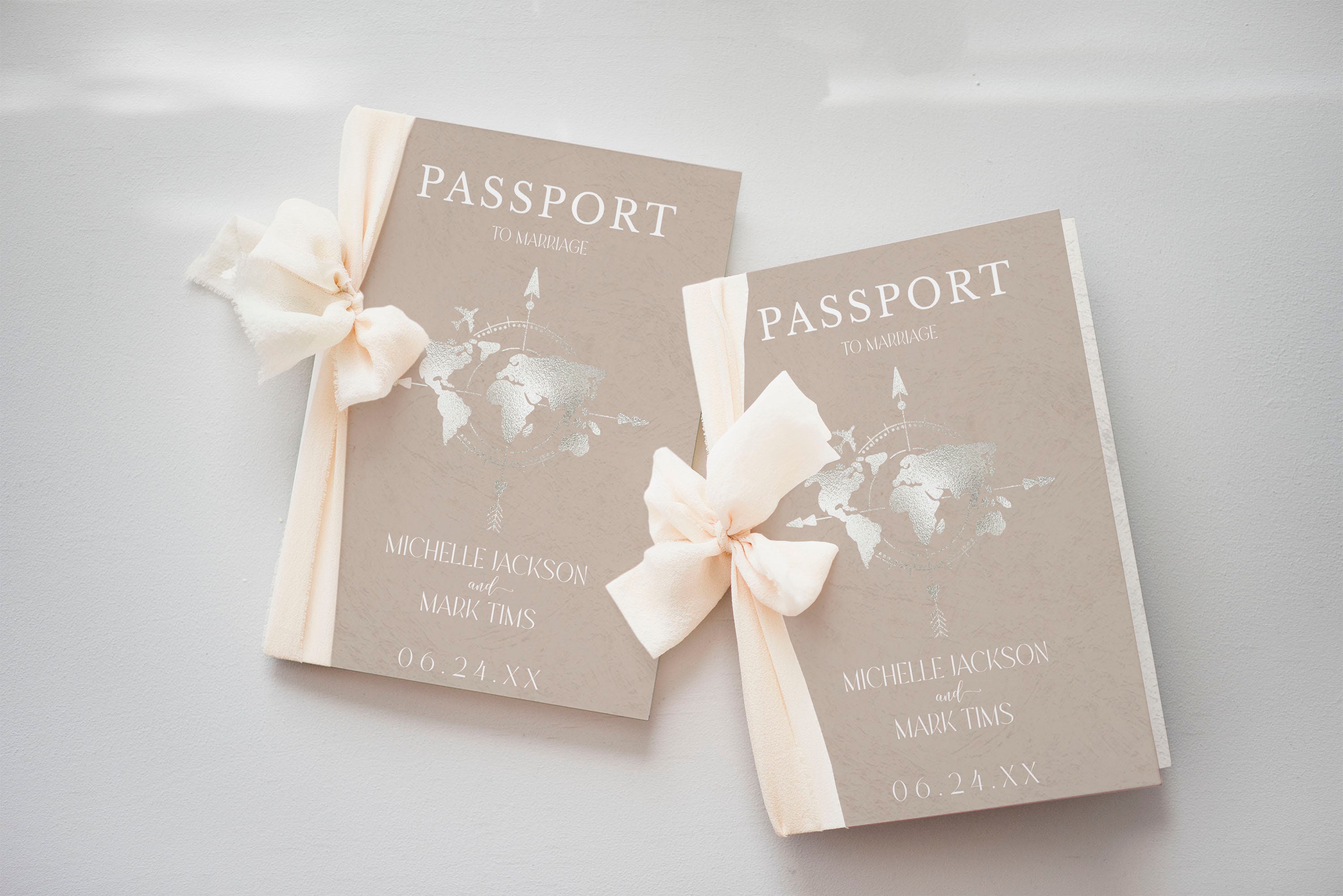Gold Foil Printable Passport Wedding Invitation Template DIY, Passport Invitation With Qr Code ...