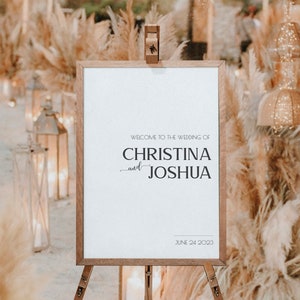 Wedding Welcome Sign | Instant Download | Large Wedding Sign | Simple Modern Wedding reception welcome sign template | Fully Editable MN