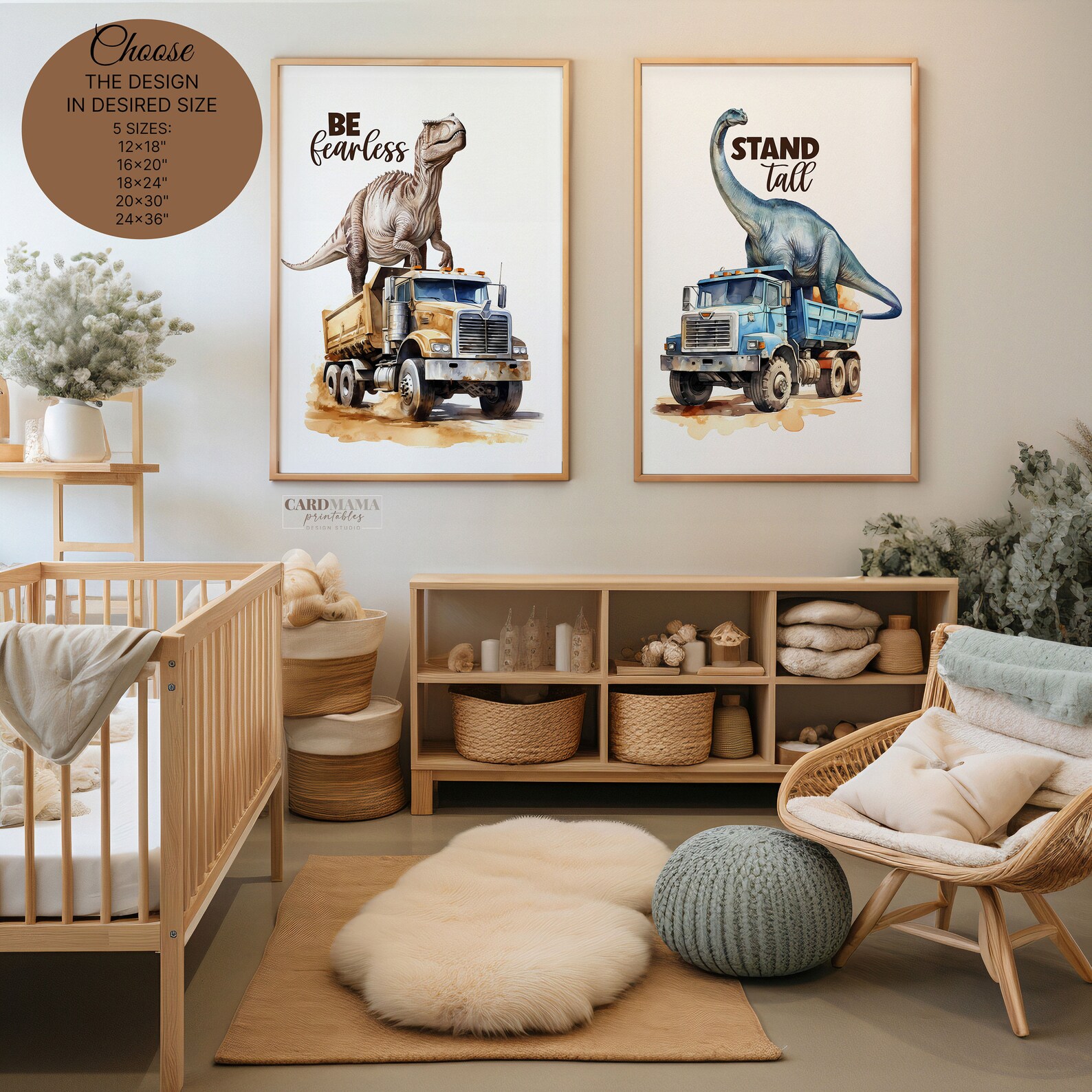 Dinosaur Truck Wall Art, Dinosaurs in Trucks Wall Art, T-rex Dinosaur ...