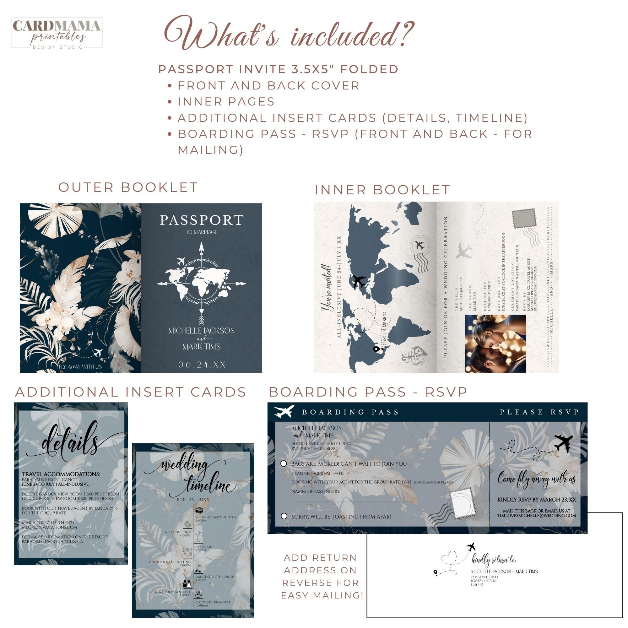 Printable Passport Wedding Invitation Template Wedding Invitation Template Navy Boarding Pass ...