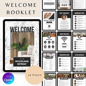 Guía para anfitriones de Airbnb, plantilla de libro de bienvenida, libro de bienvenida de alquiler vacacional, libro de bienvenida de Vrbo, libro de visitas de Airbnb editable, manual de la casa, Canva