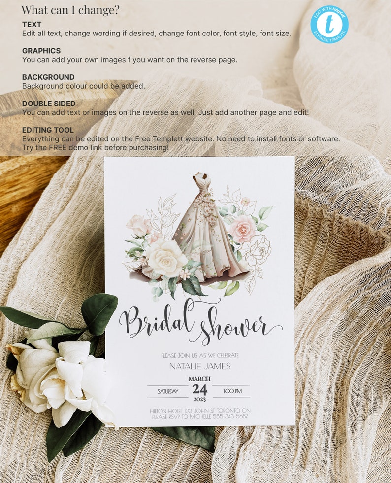 Wedding Dress Bridal Shower Invitations Wedding Invite Dress - Etsy