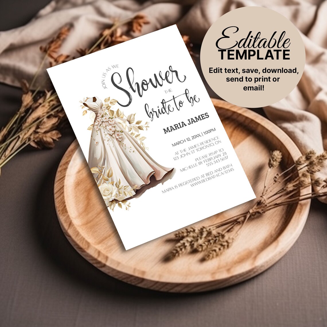 Wedding Dress Bridal Shower Invitations, Wedding Dress Shopping ...