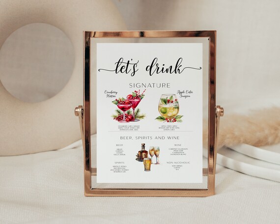 Spritz Bar Menu For Bridal Shower, Wedding Bar Menu His and Hers Ours, Signage Drink menu his hers ours, His Hers Ours Drink Menu