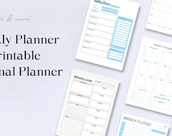 Bewerkbare wekelijkse planner afdrukbare persoonlijke planner-inserts, weekschema afdrukbaar, wekelijkse planner-sjabloon, wekelijkse planner-agenda