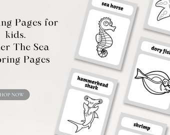 Under The Sea Coloring Pages Printable, Ocean Coloring Pages, Sea Animals Coloring Book, Shark, Under the Sea Game Activity, PDF DIGITAL