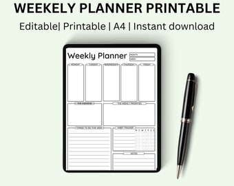 Wekelijkse planner afdrukbare persoonlijke planner inserts, wekelijkse schema afdrukbare, wekelijkse planner sjabloon, wekelijkse planner agenda