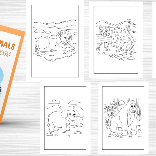 Wild Animal Coloring Pages, 13 Printable Wild Animal Coloring Pages for Kids, Boys, Girls, Teens, Adults, Zoo Animal Birthday Party Activity