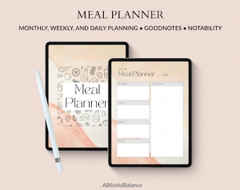デジタルミールプランナー ウィークリーフードプランニングテンプレート PDF 食料品リスト & ミールプランナー Goodnotes iPad ミールトラッカー