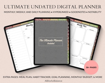 Undated Digital Planner, GoodNotes Planner, iPad Planner, Ultimate Digital Planner, Notability Planner, Daily Planner, Weekly Planner