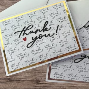 Lot de 6 cartes de remerciement élégantes avec enveloppes