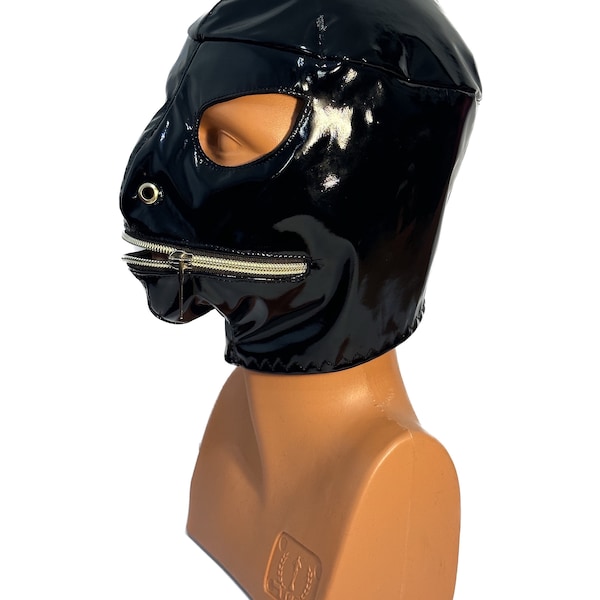 BDSM Restrainer Submissive Mask with Double Mouth Zipper