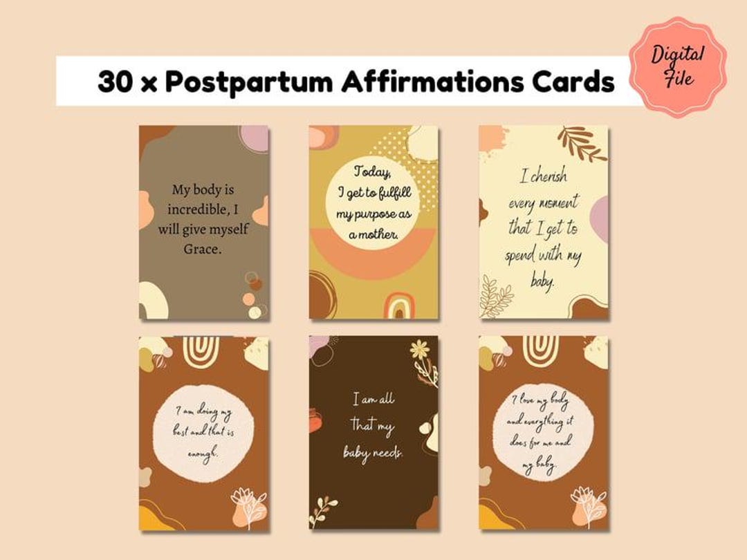 Postnatal Notes Postpartum Affirmation Cards | Wellness | Postpartum Mama | Motherhood ...