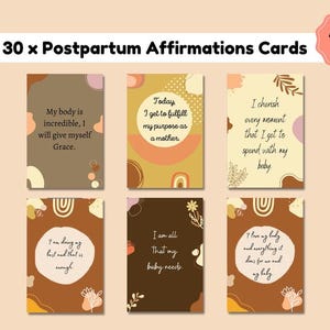 Cartões de Afirmação Pós-Parto | Bem-estar | Pós-Parto Mama | Mantras da Maternidade | Afirmação para Novas Mamães | Cartão da Maternidade | Notas Pós-Parto