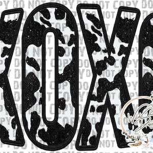 XOXO Cowprint Faux Ricamo 2 immagine digitale PNG