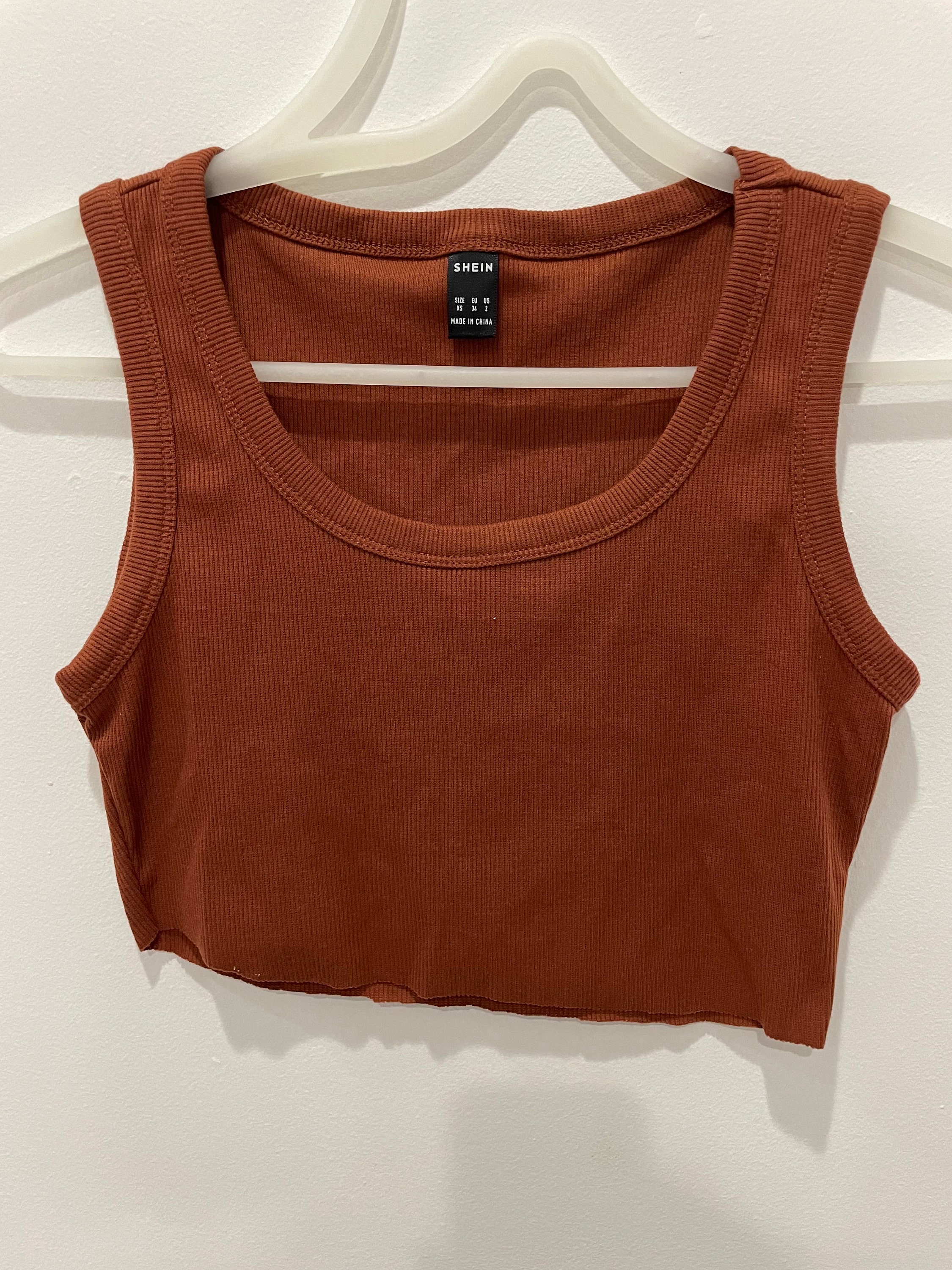 Shein Y2K brown sleeveless crop top