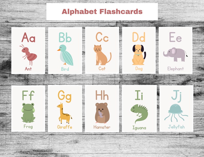 Printable Alphabet Flashcards Kindergarten Flashcards Etsy