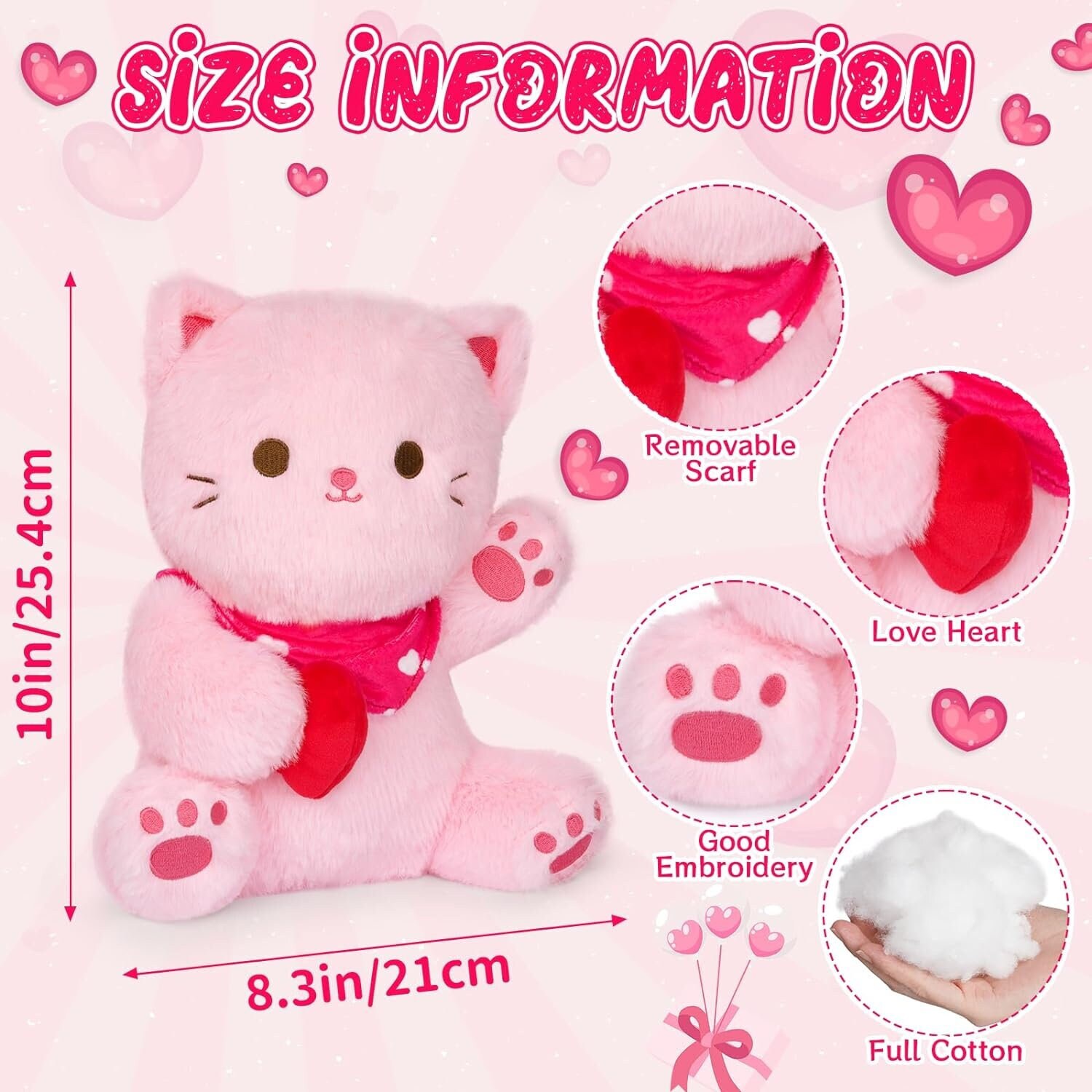 Cute Hello Kitty Plush Toys, Soft Pink Cat Doll Stuffed Plush Toy Birthday  Gifts for Girls Fans