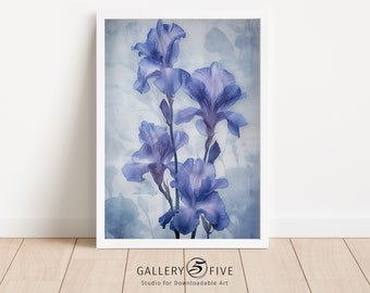 Purple Iris Printable Wall Art| Instant Download | Lavender Flowers Blossoms Blooms | Digital Print | Botanical Wall Art | French Country