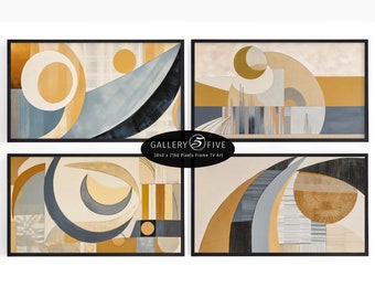 Samsung Frame TV Art Bundle Modern Art Abstracts | Instant Digital Download | Pale Sun Yellow, Neutrals, Blue-Gray