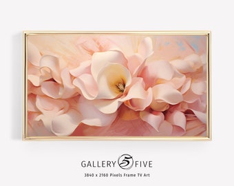 Samsung Frame TV Art Abstract Floral Painting | Pink Roses | Instant Digital Download | Frame TV Modern Art Flowers Blossoms Blooms
