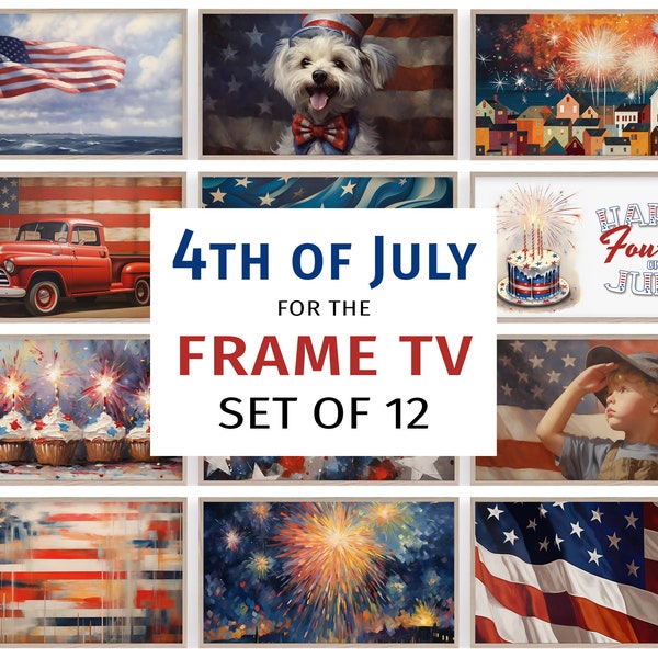 4th of July Samsung Frame TV Art Set of 12 | Instant Download | Summer TV Art | Independence Day | Holiday TV Art Bundle