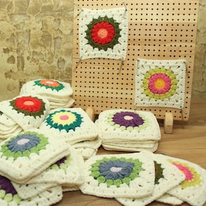 Floral Granny Squares: Unjoined Colorful Cotton Crochet, 4-inch (Set of 6)