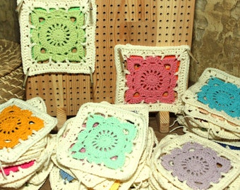 Customizable Granny Squares - Choose Your Colors | 52 Different Color Options | Buy as Many as You Need | Individual Grannys