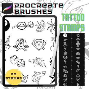 Procreate Brushes Tattoo Old School Procreate Stamp Brush Pack Tattoo Stencil Procreate Brushes Instant Digital Download Tattoo Stamps