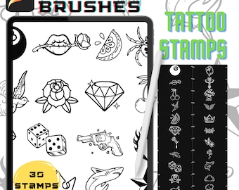 Procreate Brushes Tattoo Old School Procreate Stamp Brush Pack Tattoo Stencil Procreate Brushes Instant Digital Download Tattoo Stamps
