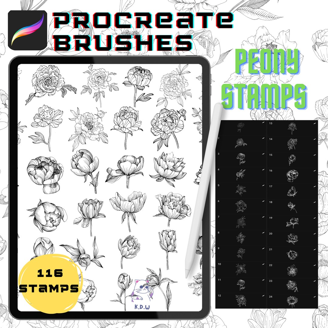 Procreate Brushes Botanical Floral Procreate Stamp Brush Pack Tattoo ...