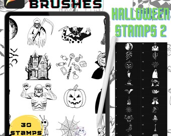 Procreate Brushes Halloween stamps fall Procreate Stamp Brush Pack Tattoo Stencil Procreate Brushes Instant Digital Download Tattoo Stamps