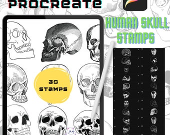 Procreate Brushes Skull Procreate Stamp Brush Pack Skull Tattoo Stencil Procreate Brushes Instant Digital Download Skull Tattoo Stamps