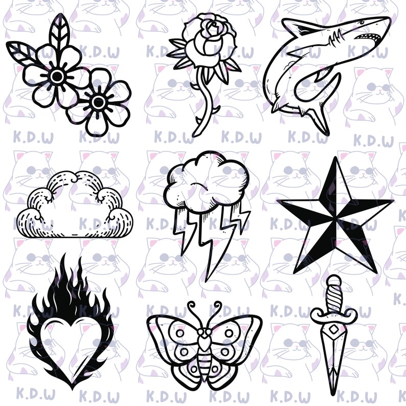 Procreate Brushes Tattoo Old School Procreate Stamp Brush Pack Tattoo ...