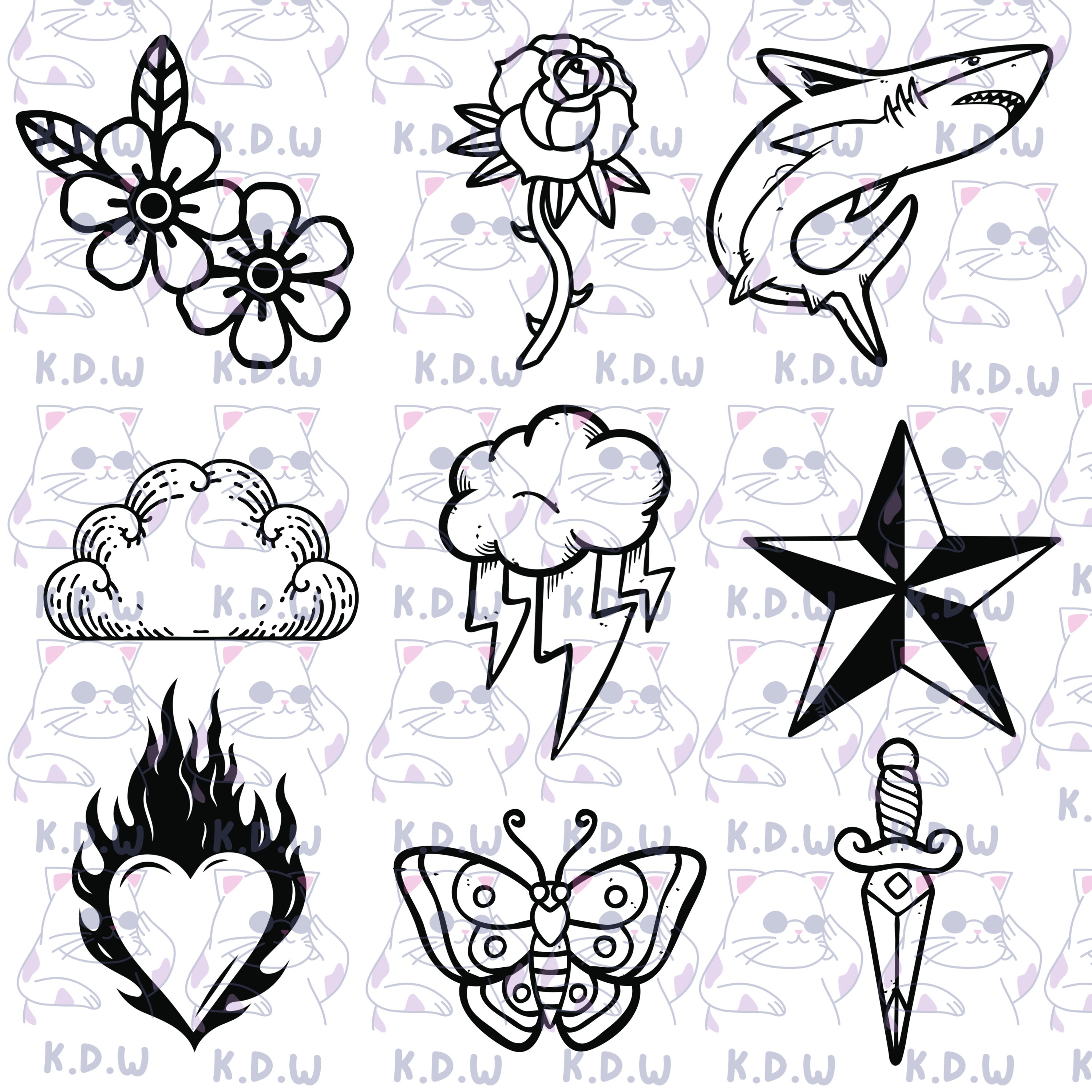 Procreate Brushes Tattoo Old School Procreate Stamp Brush Pack Tattoo ...