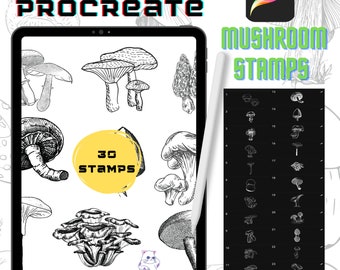 Procreate Brushes Mushroom Procreate Stamp Brush Pack Tattoo Stencil Procreate Brushes Instant Digital Download Tattoo Stamps