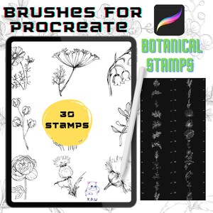 Tattoo Floral Stamp Procreate Brush Botanical Floral Procreate Stamp Brush PackTattoo Stencil Instant Digital Download Tattoo Design