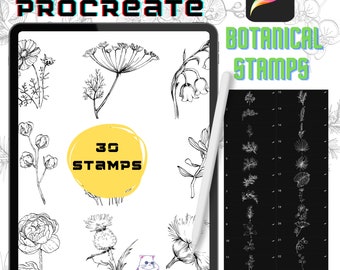Tattoo Floral Stamp Procreate Brush Botanical Floral Procreate Stamp Brush PackTattoo Stencil Instant Digital Download Tattoo Design