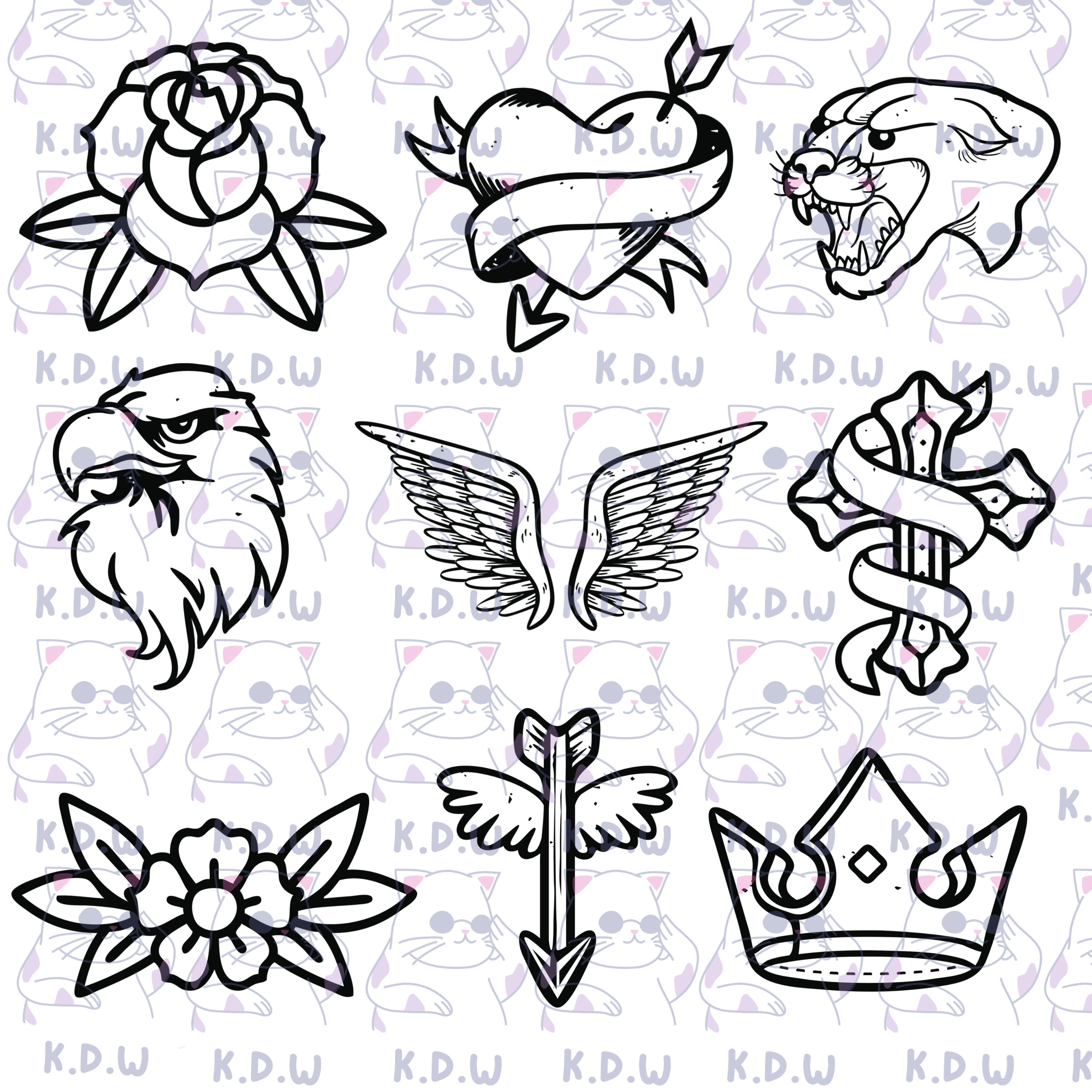 Procreate Brushes Tattoo Old School Procreate Stamp Brush Pack Tattoo ...