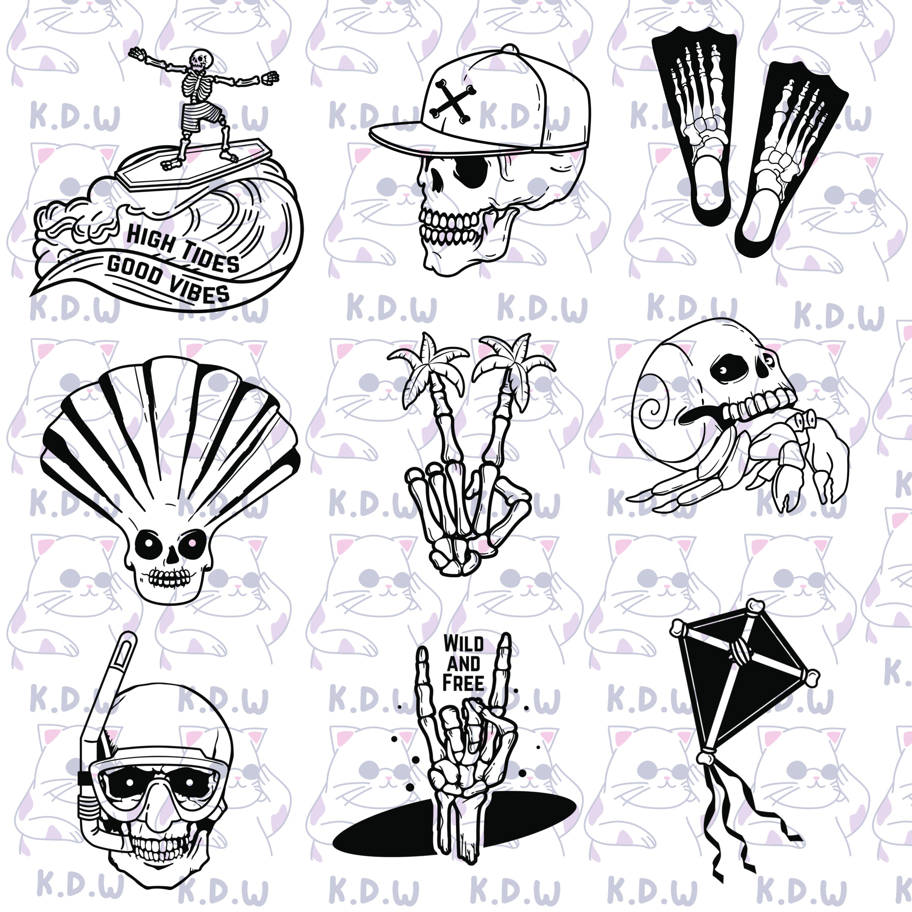 Procreate Brushes Summer Stamp Skull Procreate Stamp Brush Pack Tattoo ...