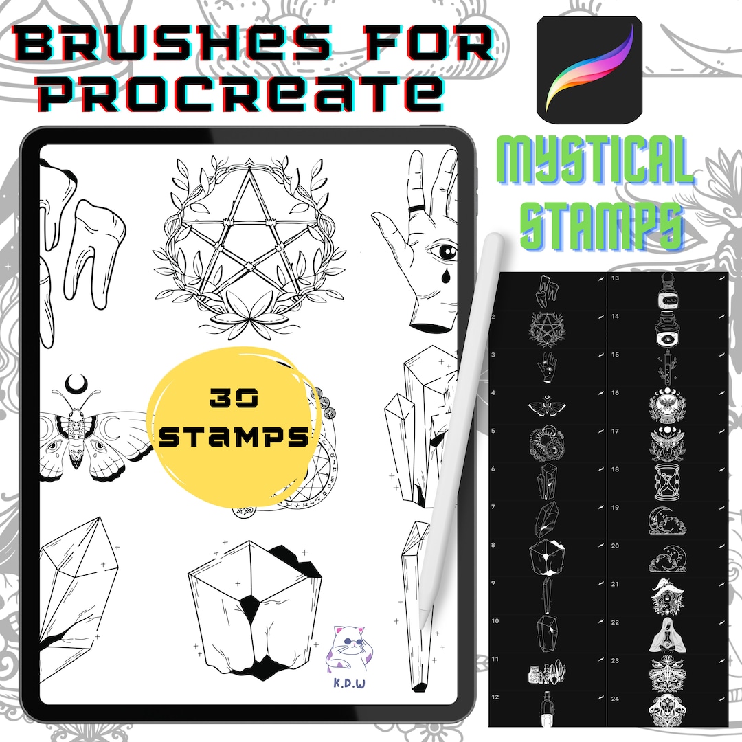 Procreate Brushes Mystical Witch Procreate Stamp Brush Pack Tattoo ...