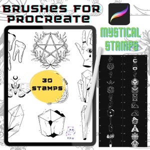 Procreate Brushes Mystical Witch Procreate Stamp Brush Pack Tattoo Stencil Procreate Brushes Instant Digital Download Tattoo Stamps